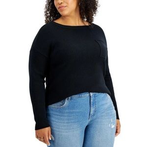 New STYLE & CO. WOMENS RIBBED KNIT CREWNECK PULLOVER SWEATER -1X NWT